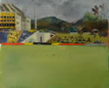 Kandy 8in x 10in oil on board by christina pierce, cricket artist